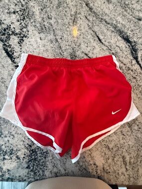 Nike Red and White Dri-FIT Athletic Shorts